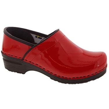 Imagem de BJORK Swedish Comfort Tamancos femininos de couro profissionais, Patente vermelha, 35