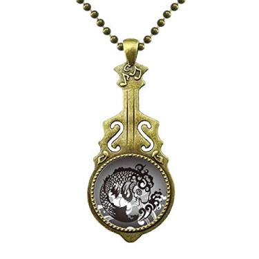 Imagem de DIYthinker Colar de desenho de linha com estampa de ondas de peixe, joia antiga com pingente de música