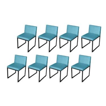 Imagem de Kit 8 Cadeiras De Jantar Metálica Preto Com Suede Vittar - Móveis Mafe