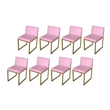 Imagem de Kit 8 Cadeiras Jantar Metálica Dourado Suede Vittar - Mafer - Móveis M