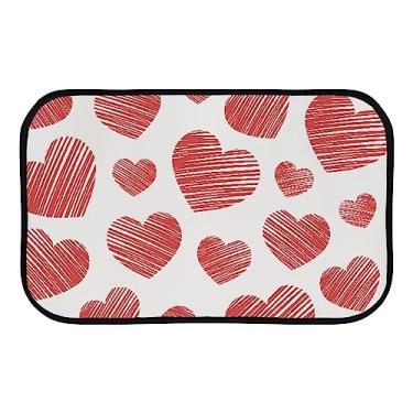 Imagem de DreamBay Tapete de porta de dia dos namorados coração vermelho abstrato 60 x 40 cm tapete anti-fadiga tapete de pé interior ao ar livre capacho de entrada antiderrapante