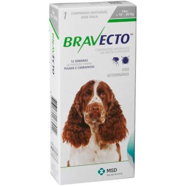 Imagem de Antipulgas para Cães Bravecto 500mg Peso 10kg a 20kg - MSD