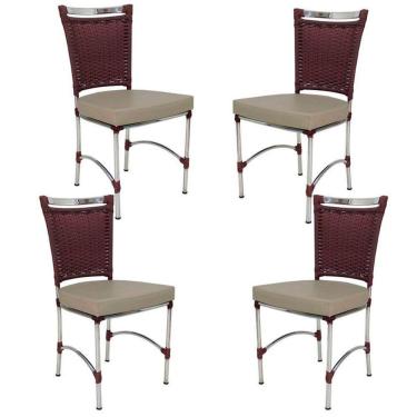 Imagem de 4 Cadeiras em Alumínio e Fibra Sintética JK Cozinha Edícula