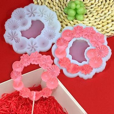 Imagem de mostsom Moldes de pirulito de silicone, molde de chocolate para doces de pirulito, moldes de flor de favo de mel, chocolate duro, doces sem palitos, 2 peças (A_ anel redondo de flor)