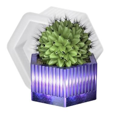 Imagem de Vaso de flores de concreto listrado hexagonal, molde de silicone, vaso de suculentas, molde de argila de cimento, molde de caixa de armazenamento de resina epóxi