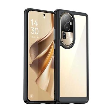 Imagem de Capa para Oppo Reno10 Pro+, botão de pressão flexível, capa transparente, anti-impressões digitais. Proteção total de 360° - preta