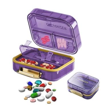 Imagem de Organizador diário de comprimidos, organizador portátil de remédios para viagem, estojo de comprimidos à prova de umidade, caixa dobrável para bolso para guardar vitaminas, óleo de fígado de bacalhau,