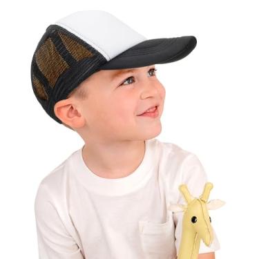 Imagem de Boné de caminhoneiro de malha infantil infantil - Boné de beisebol ajustável moderno boné snapback chapéu de verão para bebês meninos meninas (2-4 anos), Preto e branco, 2-6 Anos