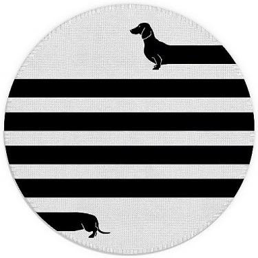 Imagem de Tapete de mouse redondo pequeno à prova d'água cachorro dachshund engraçado 20 x 20 cm, base de borracha antiderrapante decoração mouse pad para mesa de escritório decoração de dachshund amante de cães, presentes para mãe de dachshund, presentes de doxie