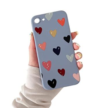 Imagem de ZUKKASHAN compatível com Wite iPhone SE2020 SE2022 iPhone 7 iPhone 8, capa protetora de silicone macio TPU à prova de choque bonito padrão de corações meninas mulheres capa de telefone traseira 4,7