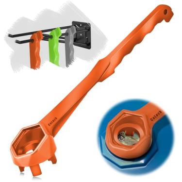 Imagem de CoLuck Chave inglesa, chave de tambor 3 em 1 atualizada, ferramenta de abertura de barril de alumínio para abrir tambor de 10, 15, 20, 30, 55 galões, serve para tampa laranja de 5 cm e 10 cm