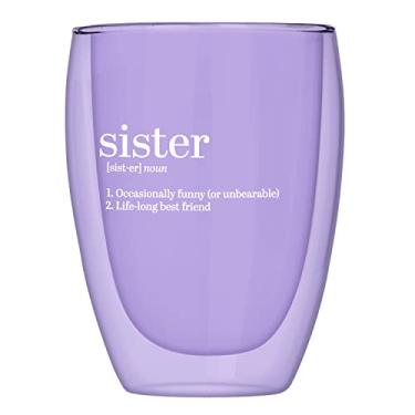 Imagem de Slant Collections Taça de vinho presente para celebrações Taça de vinho sem haste de parede dupla, 293 ml, Sister