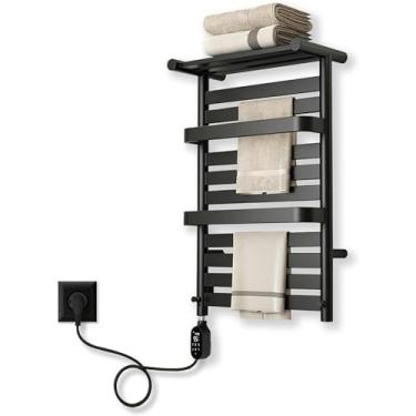 Imagem de Toalheiro radiador, toalheiro elétrico 380W, toalheiro radiador com LED e APP, toalheiro elétrico com temporizador e termostato aquecedor de fibra de carbono