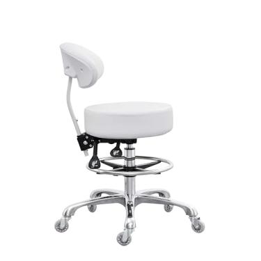 Imagem de Grace&Grace Cadeira de desenho, almofada grande, com encosto, banquinho alto com apoio para os pés para estúdio, oficina, sala de aula, laboratório, balcão, escritório em casa (branca)