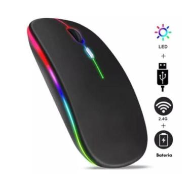 Imagem de Mouse Sem Fio Wireless Silencioso Recarregavel com Rgb K Certificado A