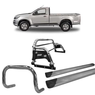 Imagem de Kit Quebra Mato Santo Antônio H3 Estribo Plataforma S-10 12/20 CS Crom