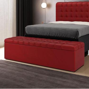 Imagem de Calçadeira Alpha 160 Queen Decorativa N-033 Veludo Vermelho Aradecor, 