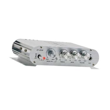 Imagem de AsrMyjcx 12V 80W * 2 Mini Amplificador Heavy Duty Profissional 2.1 Canais Mini Amplificador de Som de Potência para Alto-falantes de Computador, Prata