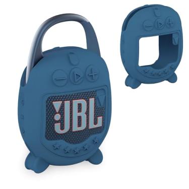 Imagem de XEGIMOR Capa de silicone compatível com alto-falante Bluetooth ultra portátil JBL Clip 5, capa macia para acessórios de alto-falante JBL Clip 5 (apenas capa) (azul)
