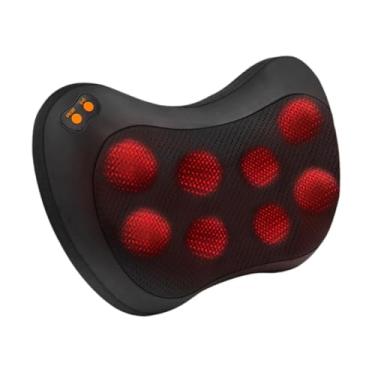 Imagem de menolana Massageador de pescoço Massageador cervical com calor Relaxamento Travesseiro de massagem de pescoço Almofada de espuma de memória para pescoço Corpo, Preto, 8 Cabeças
