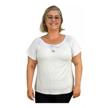 Imagem de Blusa Feminina Plus Size Ciganinha Manga Curta Lisa - Coalizão Fashion