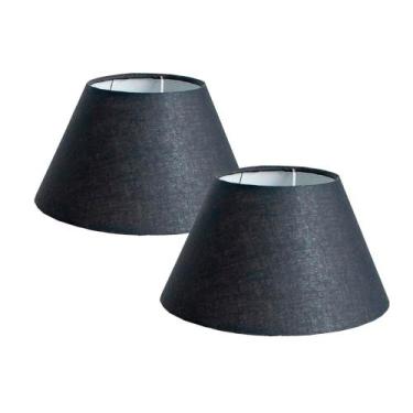 Imagem de Cupula De Abajur Grande Kit Com 2 Unidades Tecido Algodão Bege, Preto 