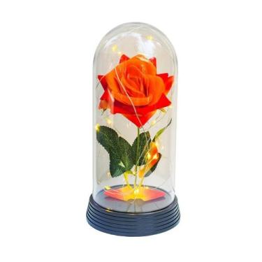 Imagem de Luminária A Rosa Encantada Laranja 20 Cm Base Preto Quente - Amor Lind