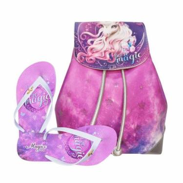 Imagem de Kit Infantil Bolsa Juvenil Menina Mochila Chinelo Unicórnio, Magicc, 2