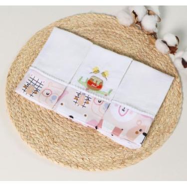 Imagem de Kit Fralda de Boca Bebê 100% Algodão Estampada Variedades Menina - Ben