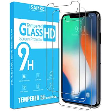 Imagem de SAMKE [Pacote com 3] Protetor de tela compatível com Apple iPhone 10/X iPhone XS iPhone 11 Pro [5,8 polegadas] Vidro temperado, borda 2,5D clareza HD avançada funciona na maioria das capas (rigidez