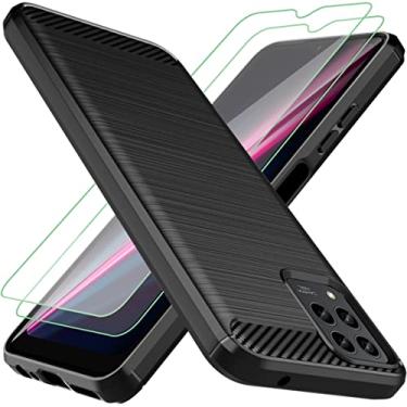 Imagem de Osophter Capa T-Mobile Revvl 6 Pro 5G com 2 películas protetoras de borracha TPU flexível para celular T-Mobile T Phone Pro/REVVL 6X Pro (preto)