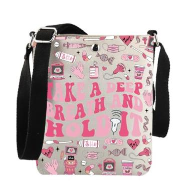 Imagem de JNIAP Presente ultrassonografista, respire fundo e segure, bolsa transversal, presente técnico de ultrassom, Leve uma bolsa C profunda