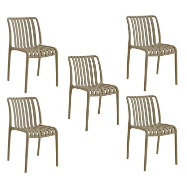 Imagem de Kit 5 Cadeiras Monoblocos área Externa Ipanema Com Proteção Uv Fendi G56 - Gran Belo