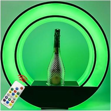 Imagem de 星姿 Exibição de garrafa recarregável para boates, refrigerador de bebida redondo colorido, lâmpada de acrílico com controle remoto, 52 x 52 x 12 cm, troca de cor automática/manual, adequada para