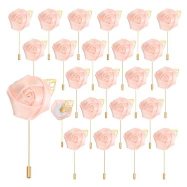 Imagem de uxcell 24 broches de flor rosa champanhe rosa flor botões bolso boutonnieres para cerimônia de casamento, aniversário, formatura, jantar formal