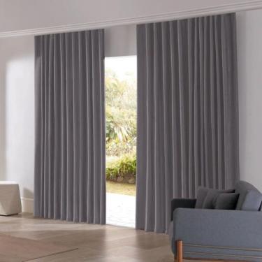 Imagem de Cortina Trilho Suíço Wave Corta Luz Tecido Blend 6,60x2,80 - Bella Jan