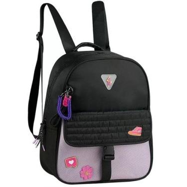 Imagem de Mochila Escolar de Costas NYLON Luluca Lulike Preto LU2959 - Semax