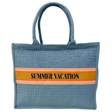 Imagem de Bolsa Tote Feminina Azul Claro Verão Praia Férias Casual Viagem - Lis
