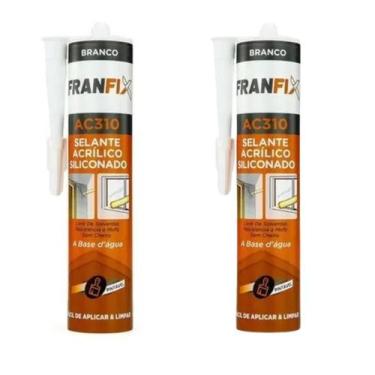 Imagem de Kit 2 Selante Acrílico Base De Água Franfix Silicone Branco 500g Franf