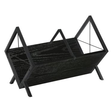 Imagem de YINMIT Porta-discos de vinil – Rack de armazenamento de discos de vinil de 80-100 LP, exibição de montagem rápida, organizador de estilo retrô para revistas, livros, arquivos, álbuns (preto, 1 camada)