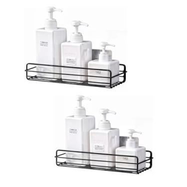 Imagem de Kit 2 Suportes de Banheiro Moderno Shampoo Design Minimalista, Fixação Adesiva, Máxima Funcionalidade