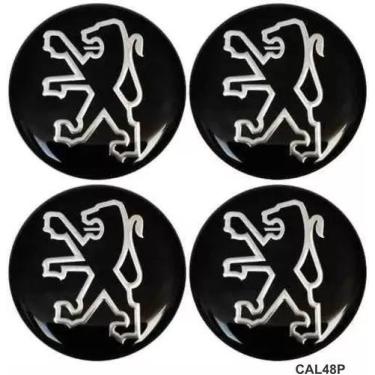 Imagem de Adesivo Emblema Calota Original Resinado Preto Peugeot 48mm - Resitank