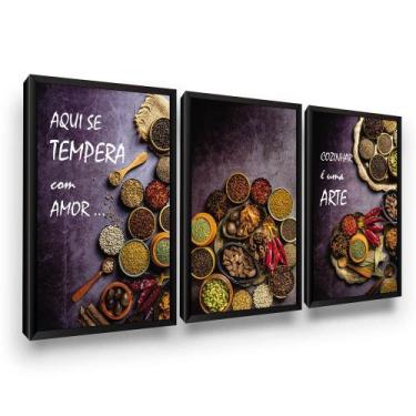 Imagem de Quadros Decorativos Temperos Cozinha Moldura Frases - Looks Objetos de