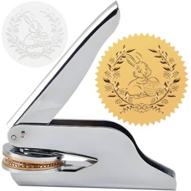 Imagem de CRASPIRE Carimbo em relevo de ovo de páscoa coelho selo de aço inoxidável de 4 cm selo de selagem em relevo manual amantes de livros professor ex-libris biblioteca n para presente oficial de