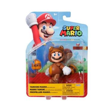 Imagem de Boneco Mario Tanooki de 10cm com Super Folha - Super Mario