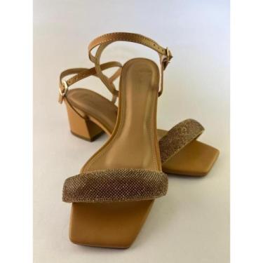 Imagem de Sandália Feminina Casual Salto Bananinha Strass Luxo - GUADALUPPE, 36