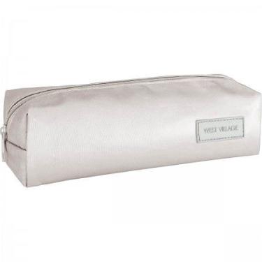 Imagem de Estojo Escolar Metalizado Prata West Village M em Poliéster 19x8x5,5cm