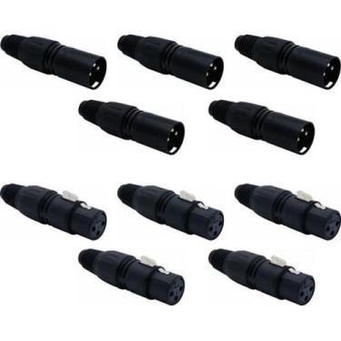 Imagem de Kit 10 Conector Xlr Canon Femea E Macho Preto Sk013 Sk014 - CSR