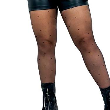 Imagem de Meia Calça Feminina Preta Poa Bolinha Moda Blogueira Social - Swiss Bo