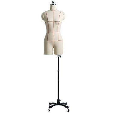 Imagem de CUTPOIY Manequim de costura feminino plus size, modelo de alfaiate portátil de meia escala, altura ajustável de 99-123 cm, para projetos de costura/fotografia, rotação de 360° (branco nº 88)